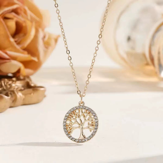 High Quality Classic Shiny Zircon Tree of Life Pendant Necklace, a Beautiful Necklace Gift for Beautiful Women