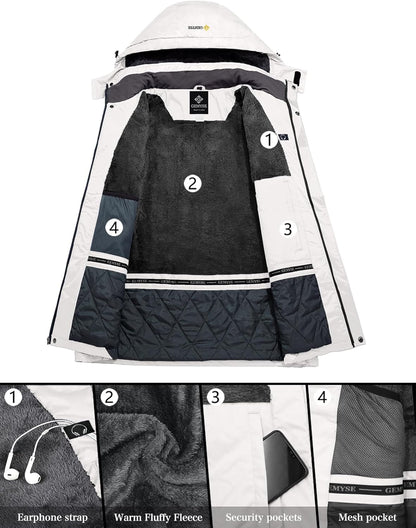 Men'S Mountain Waterproof Ski Snow Jacket Winter Windproof Rain Jacket